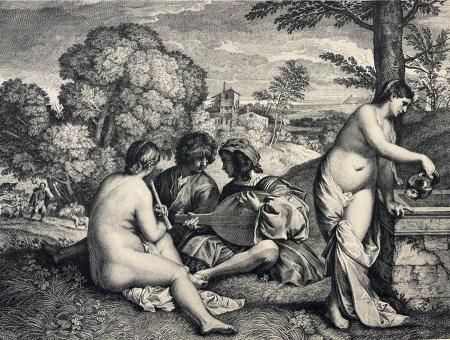 Quadro di  Anonimo Pastorale, omaggio a Nicolas-Gabriel Dupuis - stampa carta 